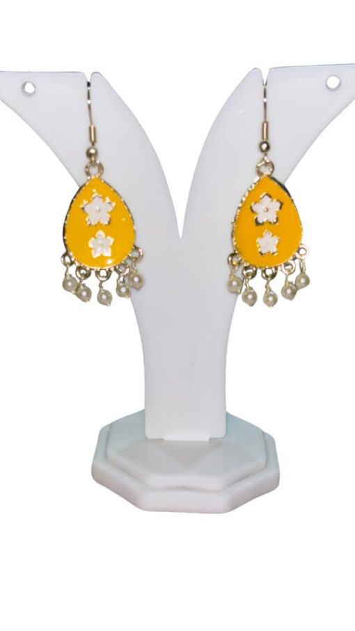 Yellow Meenakari Jhumki